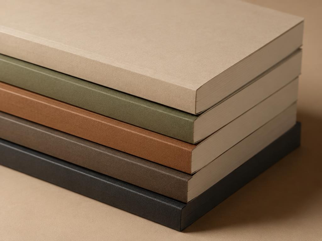 Stack of perfect-bound paperbacks with clean glued spines